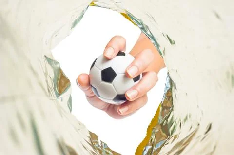 Ball on hand in plastic snack pack Stock Illustration