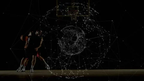 Ball handler initiating crossover dribbles activating tech sphere and Video stock 314660175