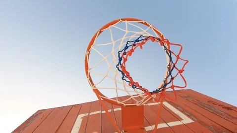 The ball hits the basket Video stock 113864585