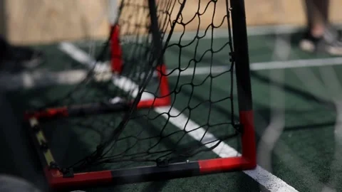 Ball hits the goal post Video stock 93650935