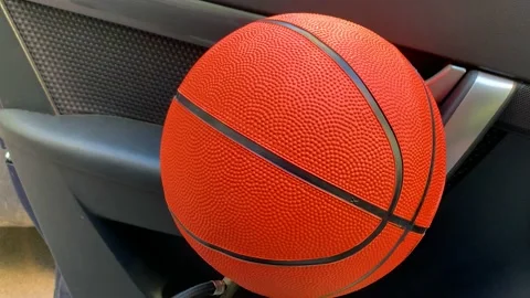 Ball inflating process with air pump Stock Footage 197313297