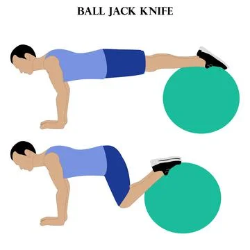 Ball jack knife exercise strength workout vector illustration Illustrazione stock