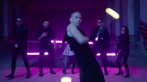 Ball Juggler - performs in an abandoned place at night 動画素材 281290708