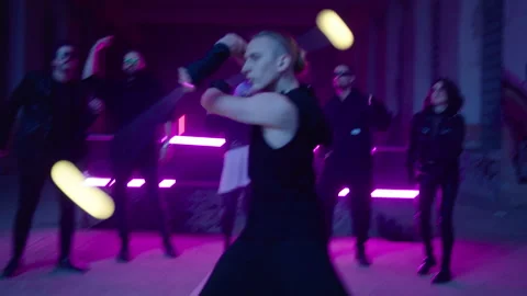 Ball Juggler - performs in an abandoned place at night 動画素材 281290779