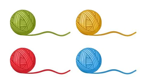Ball knitting thread icon set. Skein wool yarn for handmade knit. Clew filament Stockillustratie