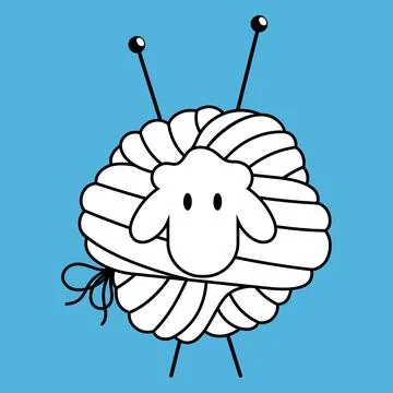 Ball of lamb wool and knitting needles design Stock Illustration