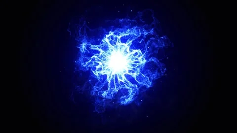 Ball lightning on a black background. Blue digital energy dark background. Stock Footage 264299261