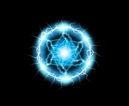 Ball lightning, light effect Abstract round frame with lightning. Vector illu 스톡 일러스트