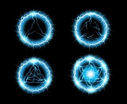 Ball lightning, light effect Abstract round frame with lightning. Vector illu Illustration