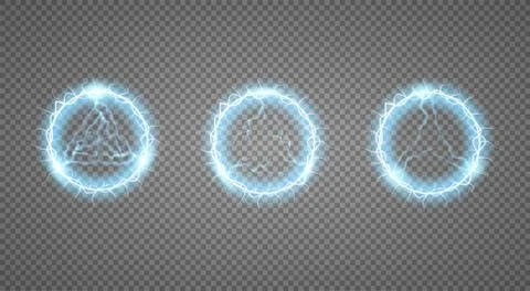 Ball lightning, light effect Abstract round frame with lightning. Vector illu 스톡 일러스트