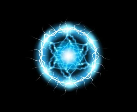 Ball lightning, light effect Abstract round frame with lightning. Vector Stock-Illustration