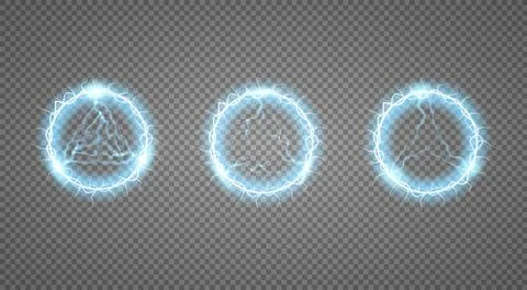 Ball lightning, light effect Abstract round frame with lightning. Vector Stock-Illustration