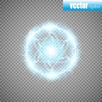 Ball lightning, light effect Abstract round frame with lightning. Vector Illustrazione stock