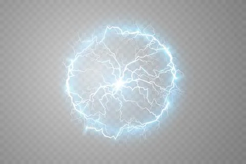 Ball lightning on a light transparent blue background. Vector illustration Stock Illustration