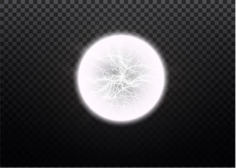 Ball lightning. Thunder isolated on transparent background. Thunderbolt in sky Stock Illustration