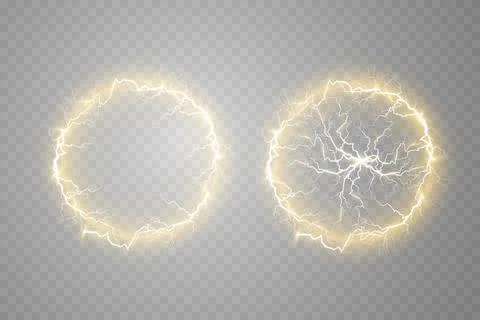 Ball lightning on a transparent background. Vector illustration, abstract Illustrazione stock