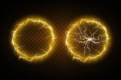 Ball lightning on a transparent background. Vector illustration, abstract Stock Illustration