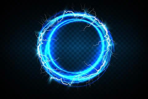 Ball lightning on a transparent dark blue background. Vector illustration Stock Illustration