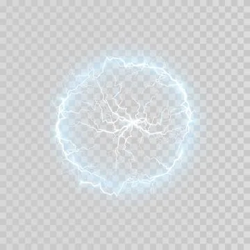 Ball lightning on a transparent dark blue background. Vector illustration Stock Illustration