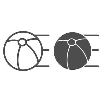 Ball line and solid icon. Sport parachute ball illustration isolated on white 스톡 일러스트