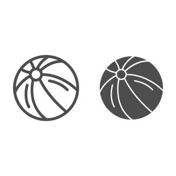 Ball line and solid icon, Kids toys concept, beachball sign on white background Stock Illustration