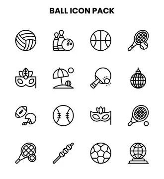Ball Line Bundle Icons Pack Stock Illustration
