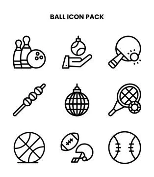 Ball Line Set Icons Pack Stock Illustration