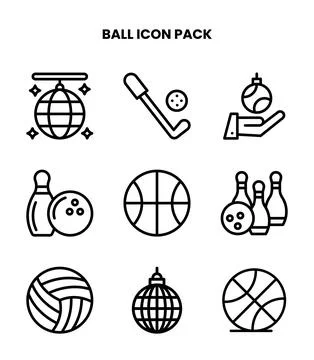 Ball Line Vector Icons Pack Stock Illustration