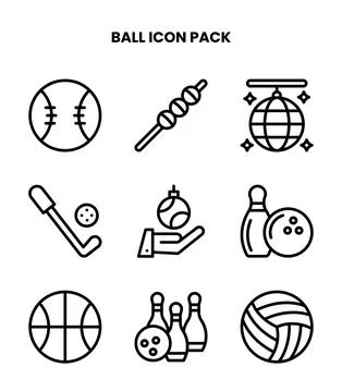 Ball Line Vector Icons Pack Stock Illustration