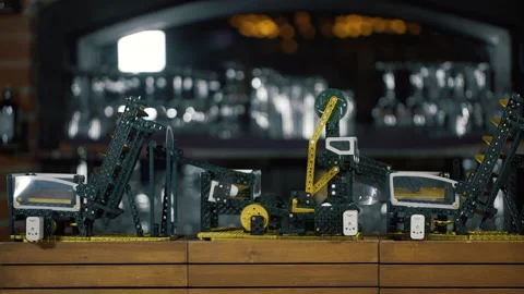 Ball machine. rolling on the plastic path, construction with curved channel Stock Footage 219256662