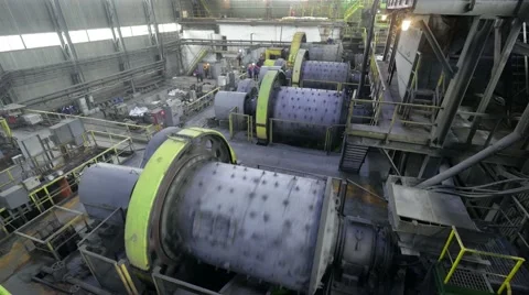A ball Mill inside of a copper processing industry Видео 62215236
