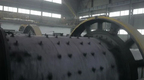 A ball Mill inside of a copper processing industry Stock Footage 62216073