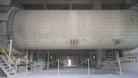 Ball mill in the mining industry. Ball mill at a cement plant. Video stock 151747570