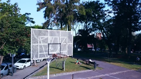 Ball missing hoop, hitting edge of circle. Basketball failure, lose concept Vídeos de archivo 236420051