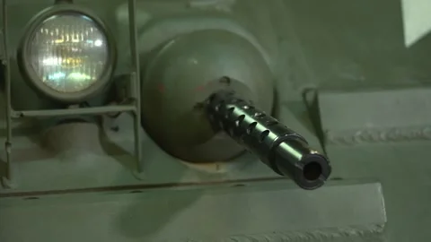 Ball Mount Thirty Caliber Machine Gun on Sherman Tank Stock Footage 325350894