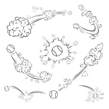 Ball movement set with baseball Stock Illustration