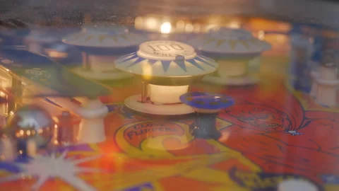 Ball moving within a pinball arcade game Stock Footage 137661473
