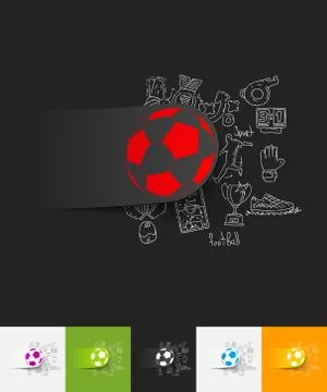 Ball paper sticker with hand drawn elements Illustrazione stock