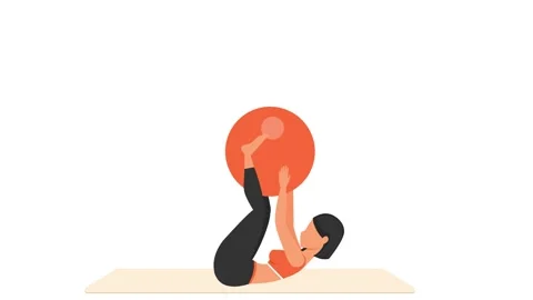 Ball pass exercise. Female workout with fitball. Stock Footage 171415376