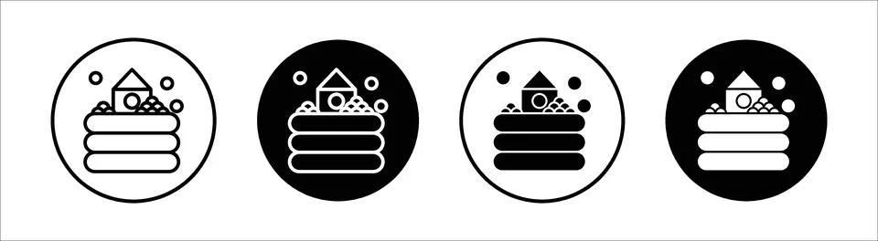 Ball pit flat line icon set. Ball pit Thin line illustration vector Stock Illustration