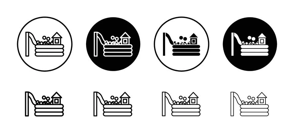 Ball pit vector icon set collection. Ball pit Outline flat Icon. Stock Illustration