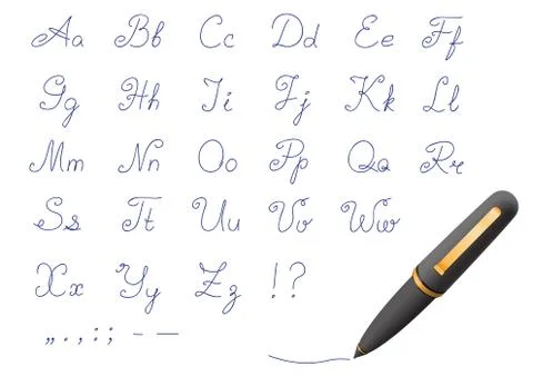 Ball-point pen font Stock Illustration