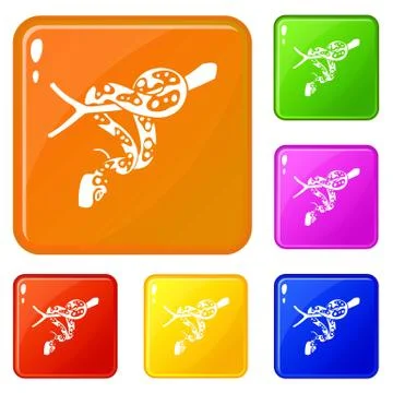 Ball python icons set color Stock Illustration