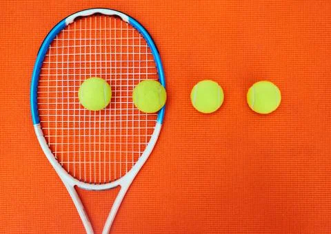 Ball, racket and pattern in studio for tennis competition, match or fitness 스톡 사진