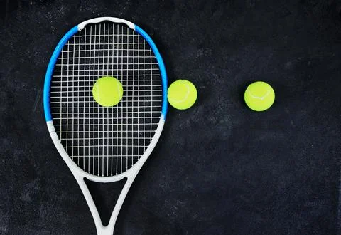 Ball, racket and pattern at tennis game, competition or fitness challenge at 스톡 사진