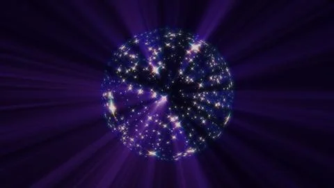 Ball with Reflected Purple Rays. Disco ball on black background. 스톡 일러스트