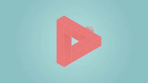 A ball rolling on the surface of the Penrose triangle Looping 4K Animation Stock Footage 199268059
