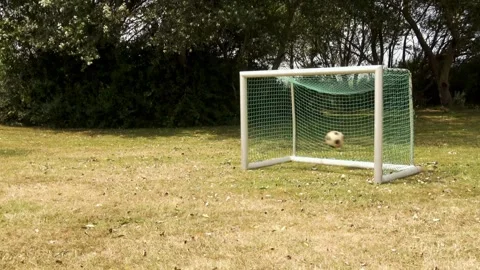 Ball rolls back out of the goal Video stock 253700923