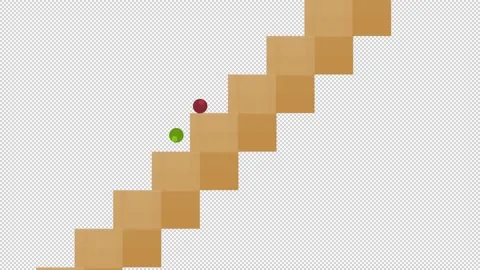 Ball rolls down the stairs. Animation of the ball. Cartoon Stock Footage 170054239