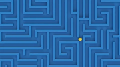 Ball rolls through the blue labyrinth. 動画素材 264151465